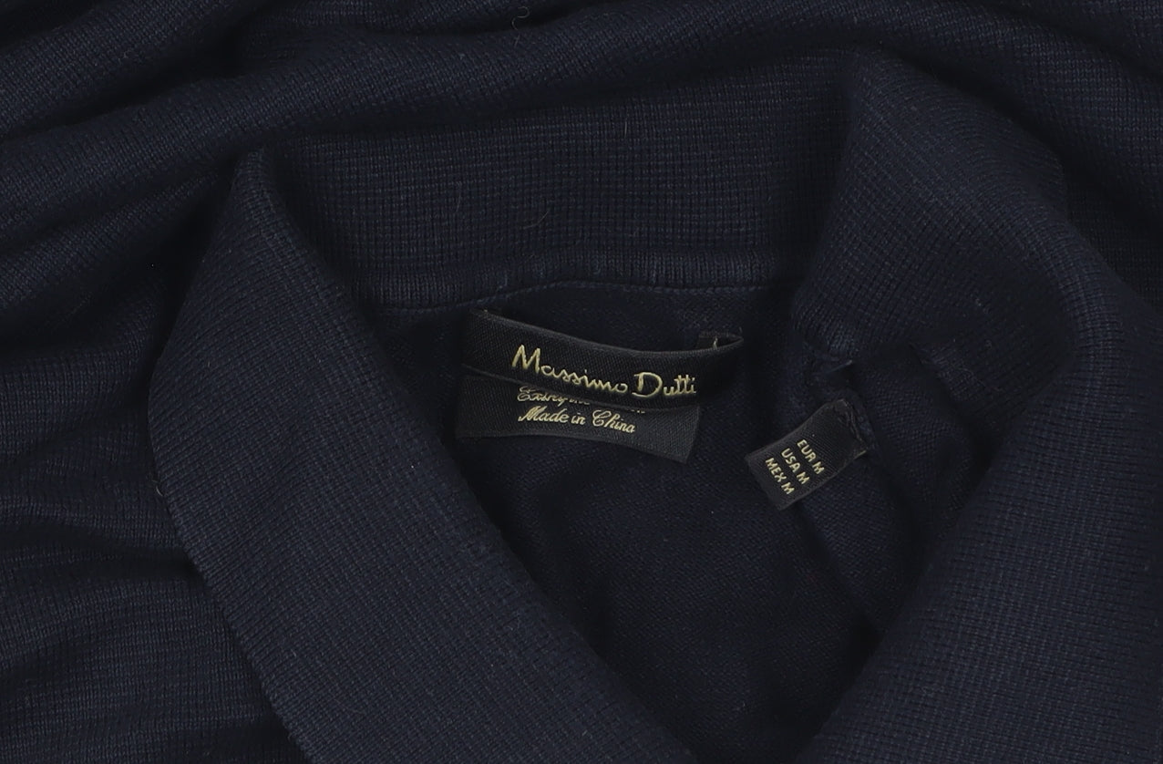 Massimo Dutti Men’s Blue Cotton Polo Shirt Size M Regular Fit