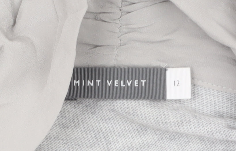 Additional view of Mint Velvet women’s grey, size UK 12, long sleeve open knit cardigan