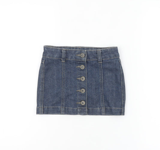 Tu Girls Blue Denim Button Front Mini Skirt 4 Years Cotton Blend