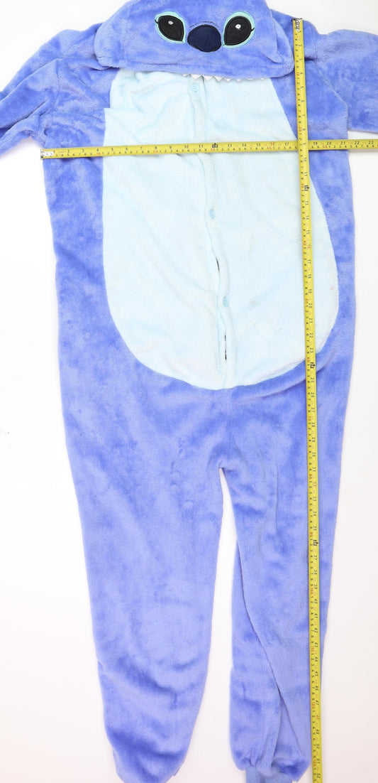Women's Blue Stitch Fleece Hooded One Piece Pyjama L Disney Style