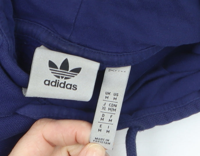 adidas Mens Blue Pullover Hoodie Medium Regular Fit Sports Fleece