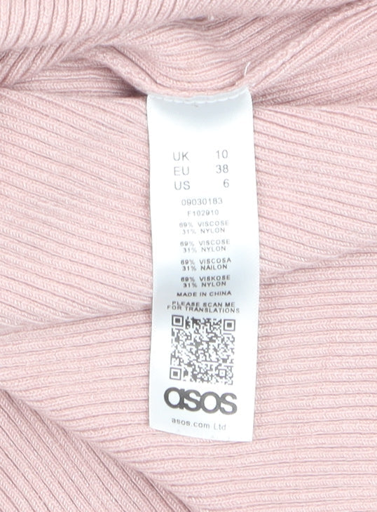Additional view of ASOS Women Pink Off Shoulder Rib Knit Bodycon Dress, size 10