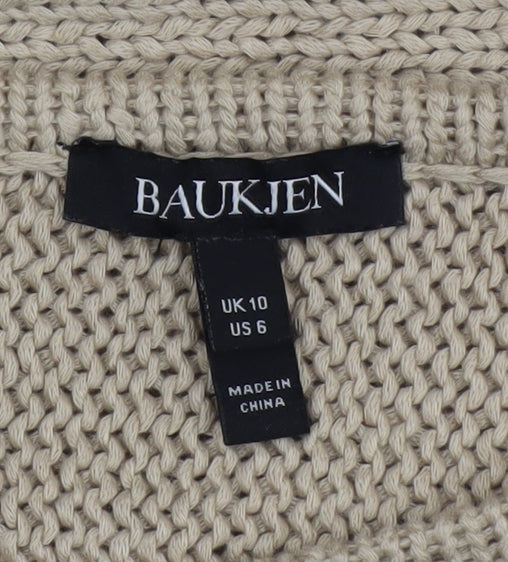 Baukjen Women Beige Chunky Knit Boat Neck Pullover Jumper UK 10