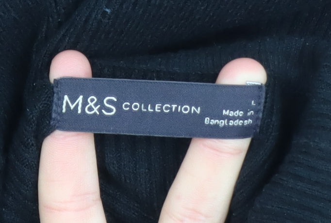 Marks and Spencer Women Black Midi Bodycon Knit Dress L