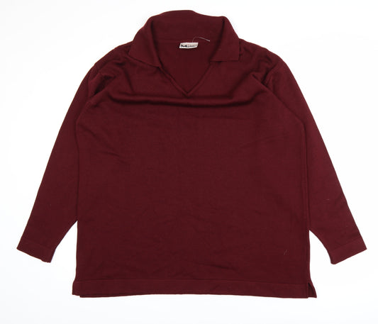 Mash Mash Men's Burgundy Acrylic Long Sleeve Polo Size 2XL