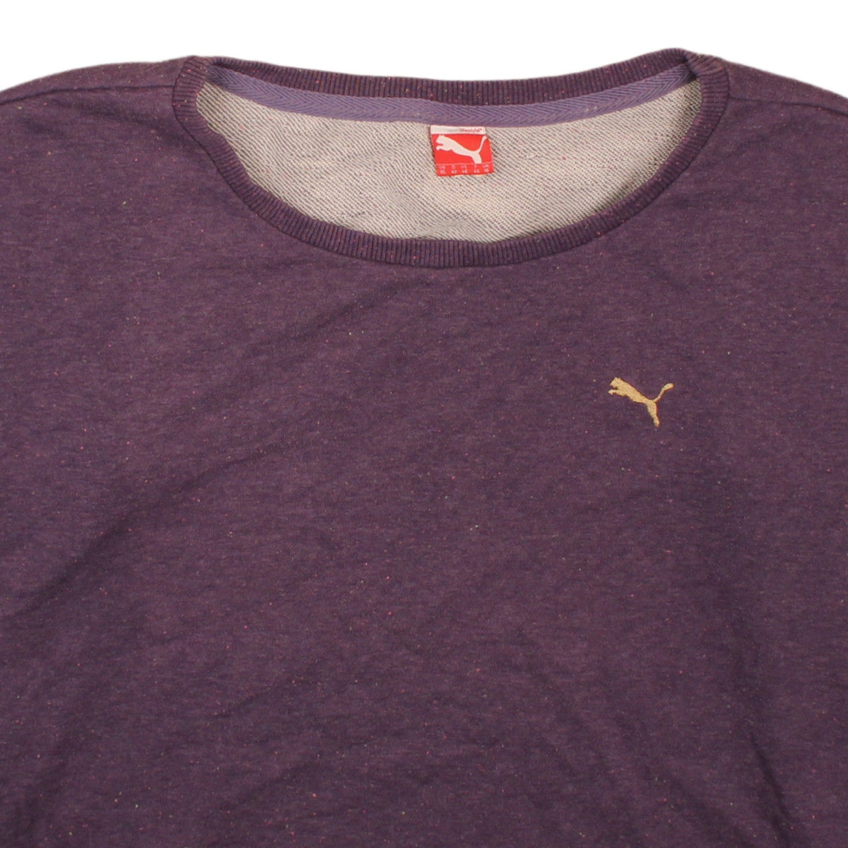 Brand and care label for Puma Women Purple Crew Neck Pullover Sweatshirt UK 16