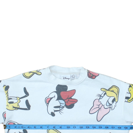 Disney Women White 2XS Pullover Sweatshirt Minnie & Friends Print