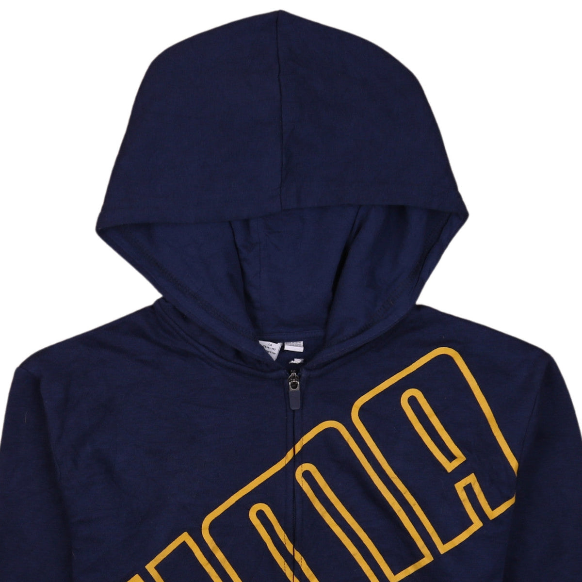 Brand and care label for Puma boys’ blue full zip hoodie l (14-16) cotton blend graphic print