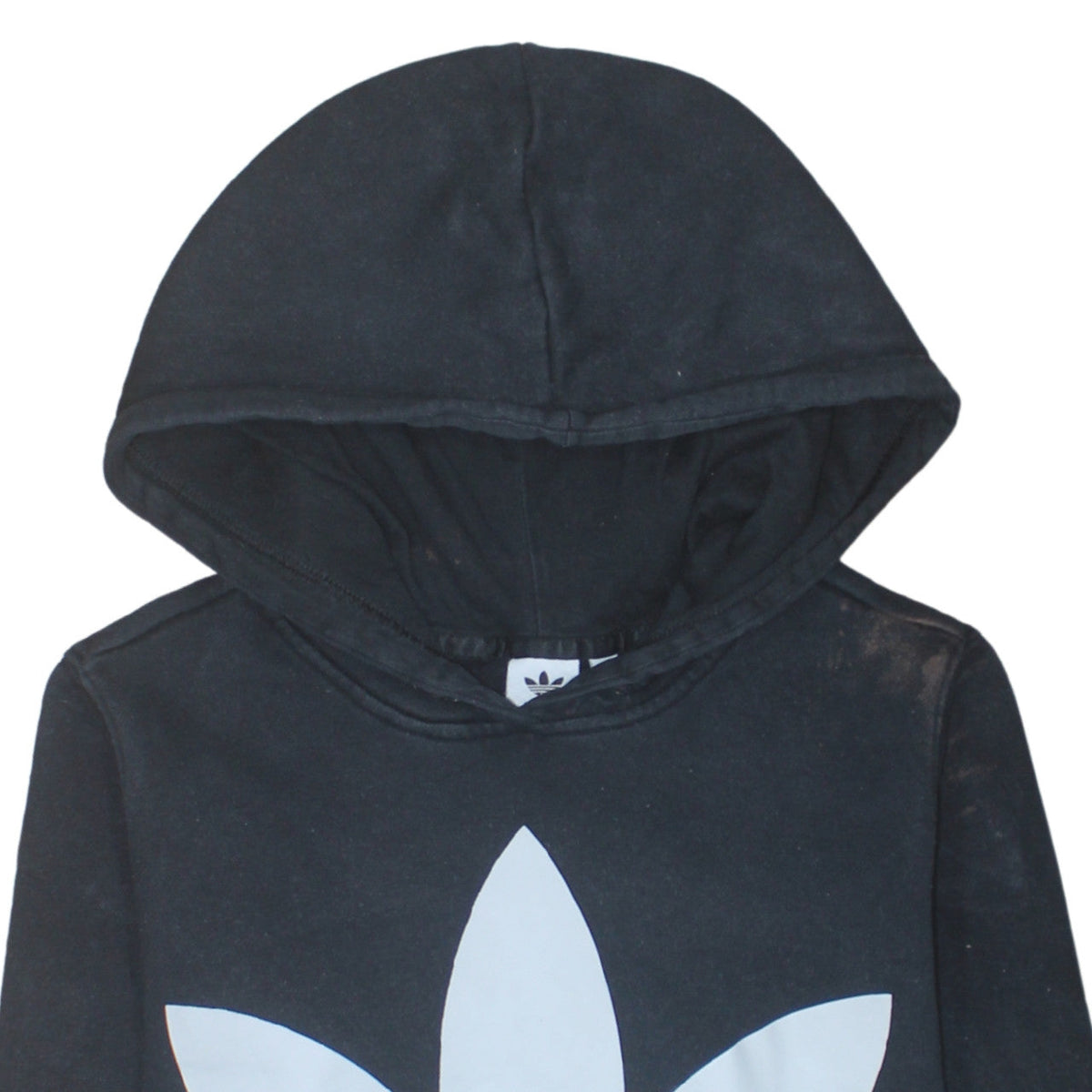 Additional view of Adidas women’s black trefoil logo pullover hoodie, size UK 10