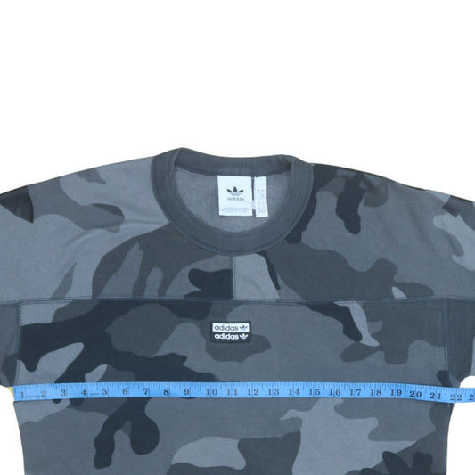 adidas Men's Grey Camouflage Crew Neck Pullover Sweatshirt XS