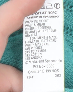 Marks and Spencer Per Una Women's Green Knit Blouse Size 12