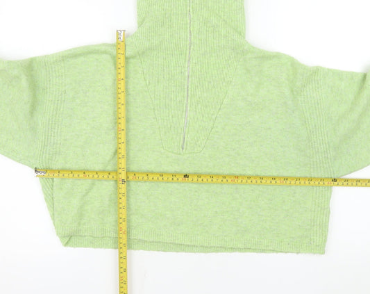 Topshop Womens Green High Neck 1/4 Zip Pullover Sweatshirt Size S