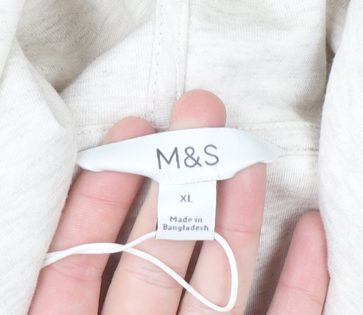 Marks and Spencer Womens Beige XL Pullover Hoodie Cotton Blend