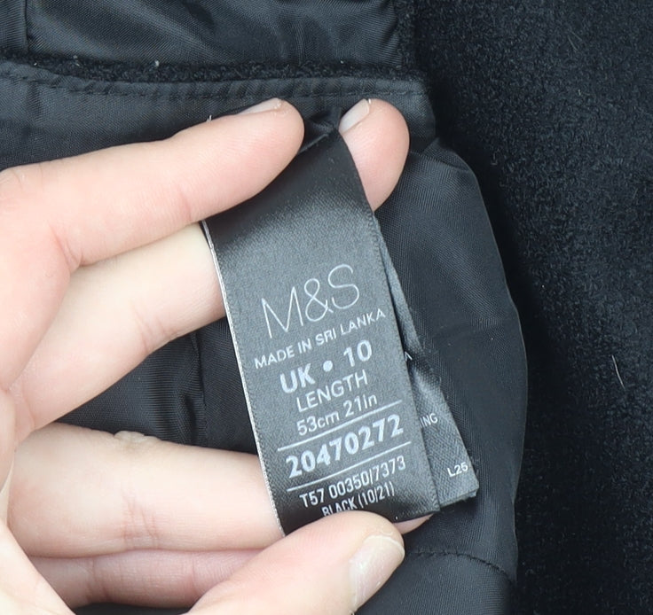 Marks and Spencer Women Black Wool Blend Pencil Skirt Size 10