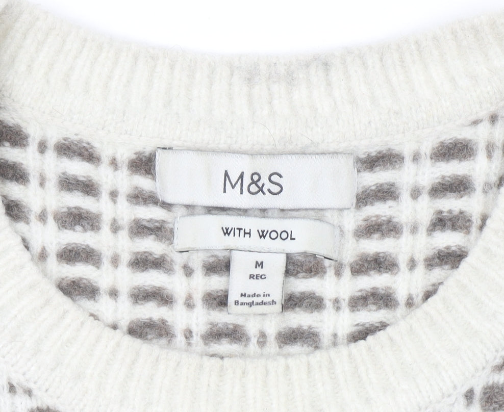 Marks and Spencer Men's Beige Waffle Knit Wool Blend Jumper M