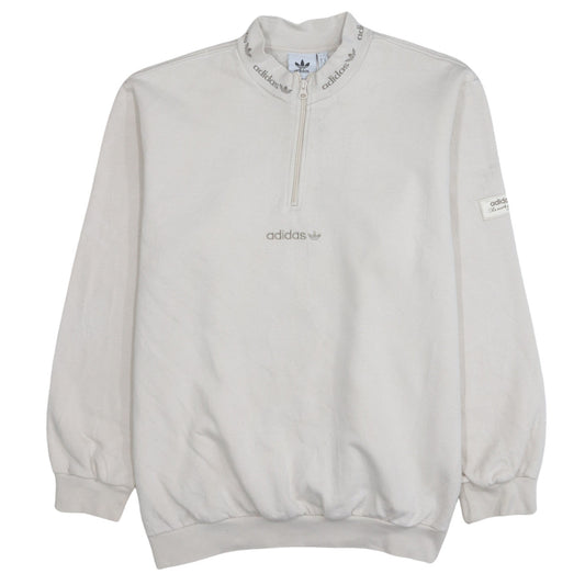 Adidas Men's Beige 1/4 Zip High Neck Sweatshirt Size M