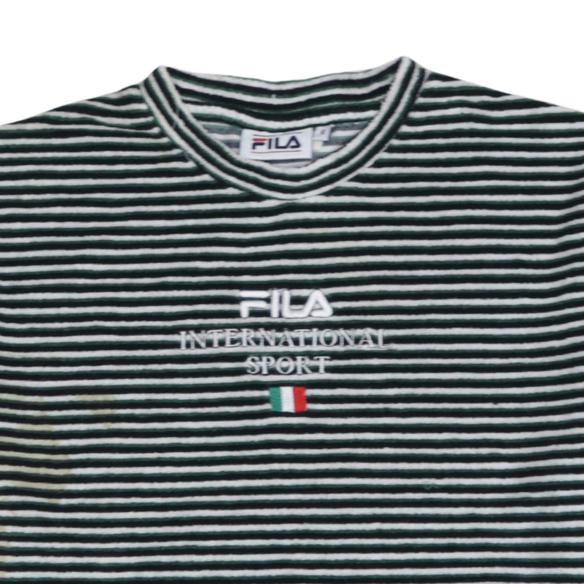 Additional view of Fila Men’s Green Striped Embroidered Sports T-Shirt, size S, Retro Style