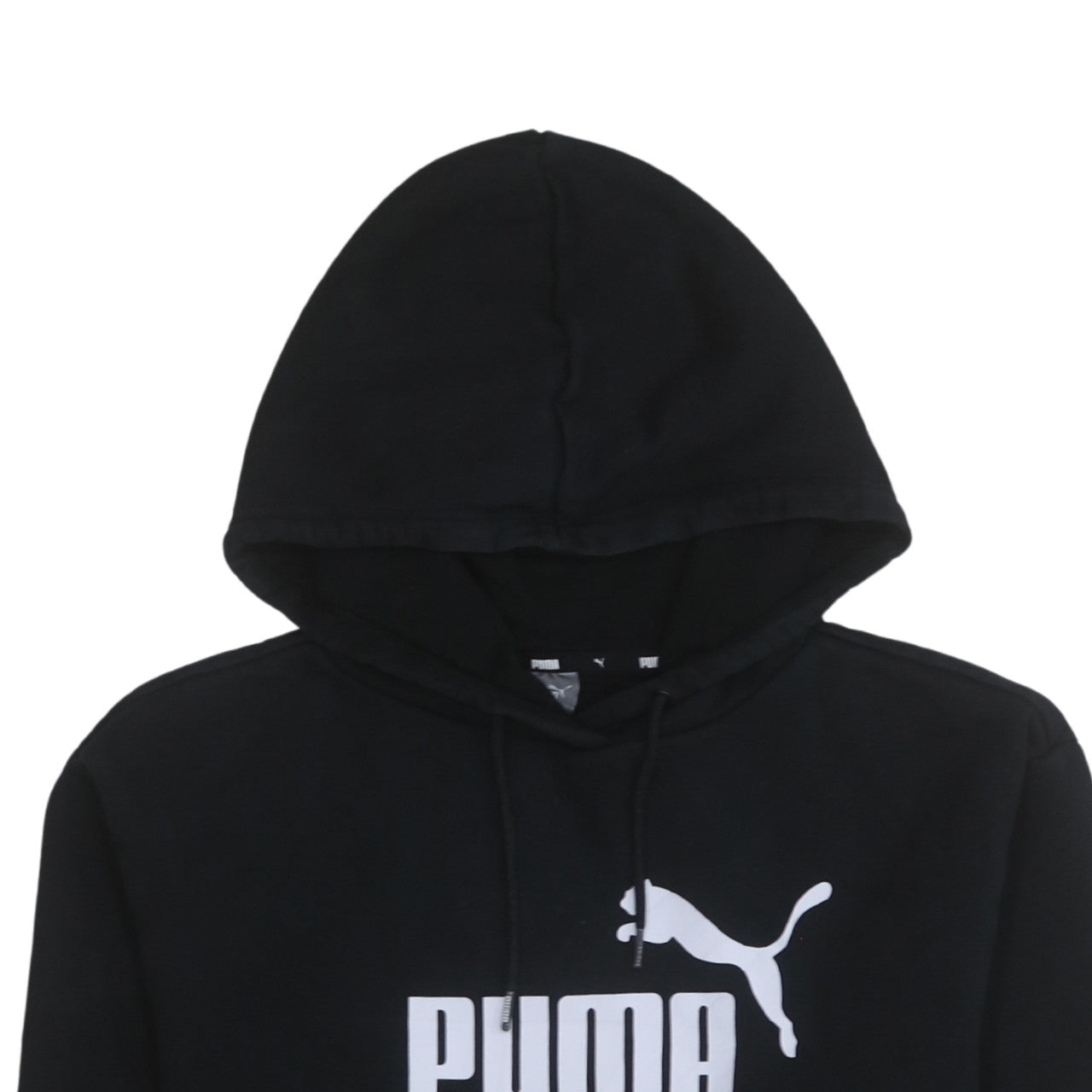 Puma Mens Black Small Pullover Hoodie Fleece Logo Sweatshirt