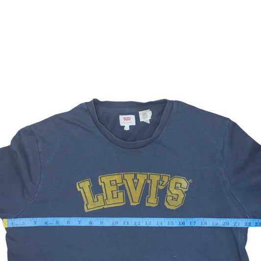 Levi's Men's Blue Crew Neck Graphic Logo Pullover Sweatshirt L