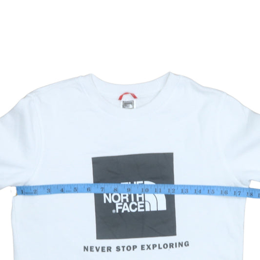 The North Face Boys White Pullover Sweatshirt L Graphic Print Crew Neck