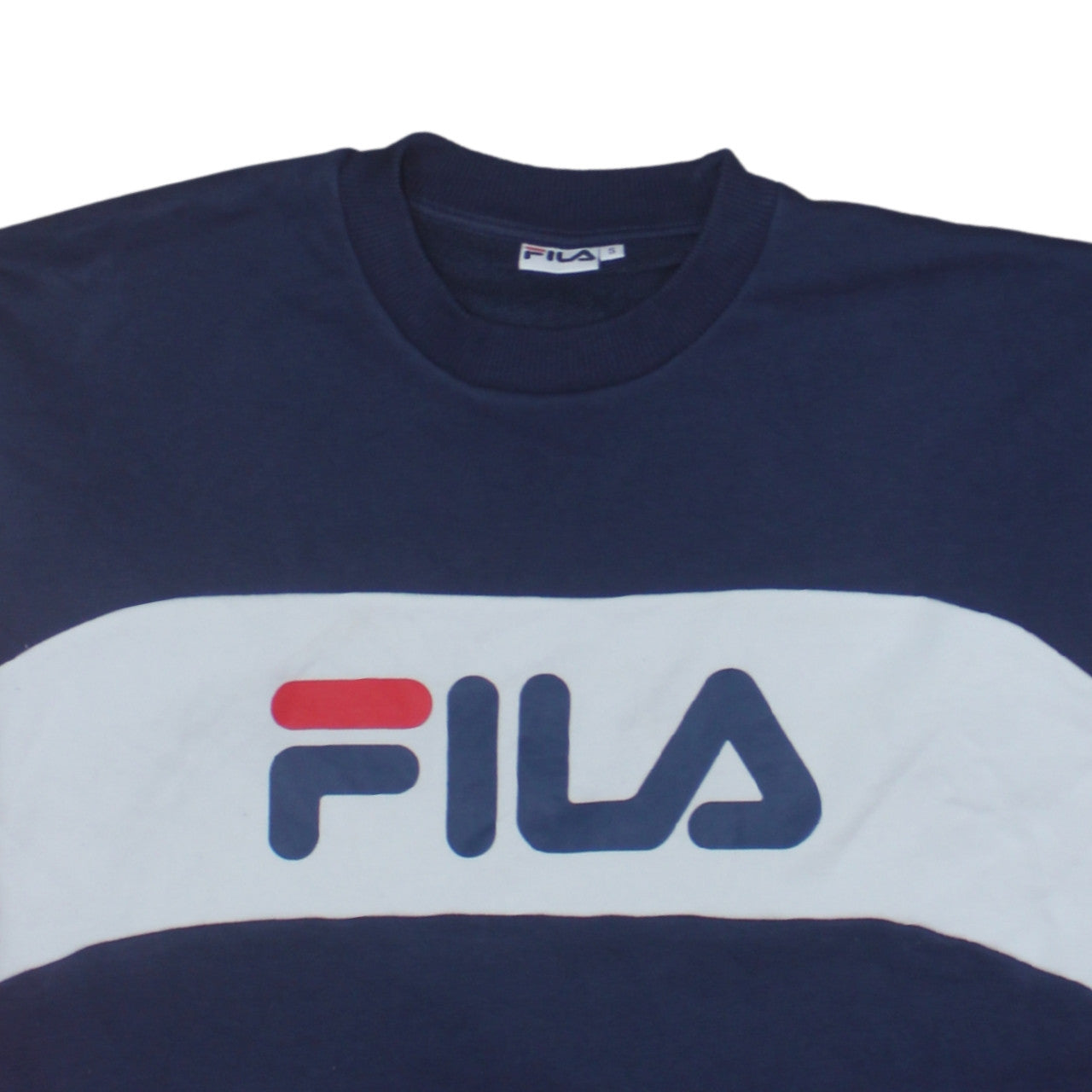 Additional view of Fila women’s navy red colourblock crew neck sweatshirt, size S