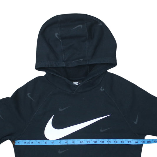 Nike Boys Black XL Pullover Hoodie with White Logo and Kangaroo Pocket