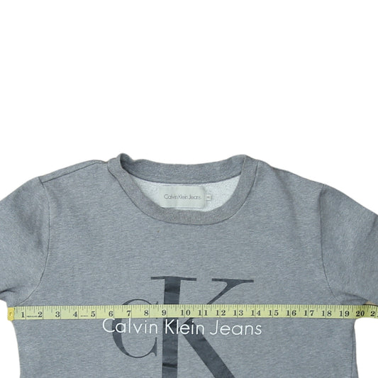 Calvin Klein Jeans Mens Grey XS Crew Neck Logo Sweatshirt
