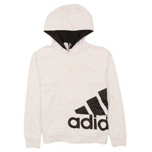 Adidas Boys White Pullover Hoodie Size 13-14 Years Graphic Print