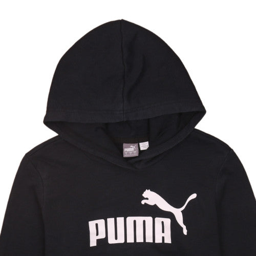 Puma Womens Black Small Pullover Hoodie with Logo Detail