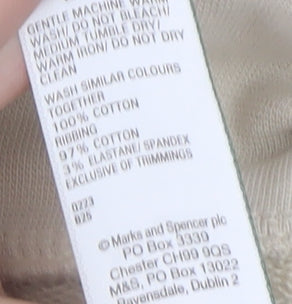 Marks and Spencer Women Beige Cotton Crew Neck Pullover Sweatshirt M