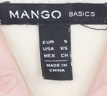 Mango Women Ivory Knit V-Neck Sweater Dress Size 8