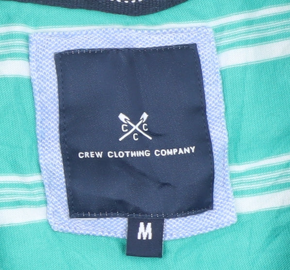 Crew Clothing Men's Green Striped Cotton T-Shirt Size M