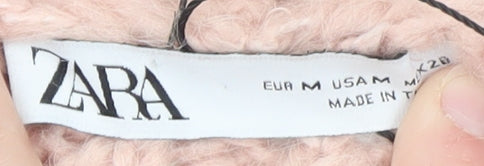 ZARA Women Pink Knit Sleeveless V-Neck Midi Dress M