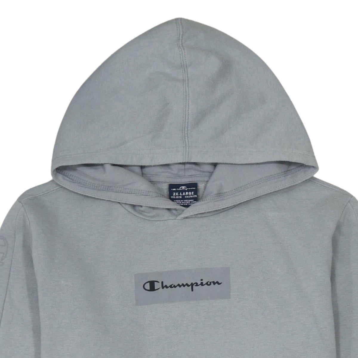 Additional view of Champion boys’ grey 2xl hoodie pullover cotton blend logo sweatshirt