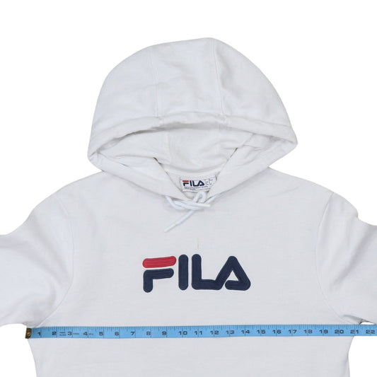 Fila Men's White Pullover Hoodie S Logo Graphic Cotton Blend