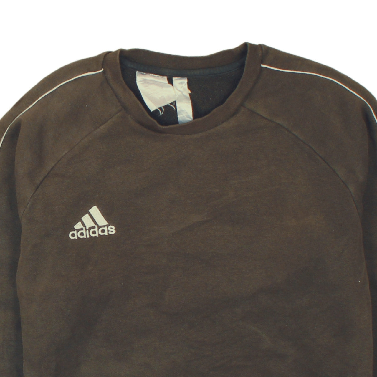 Brand and care label for Adidas boys’ brown pullover fleece sweatshirt m regular fit long sleeve