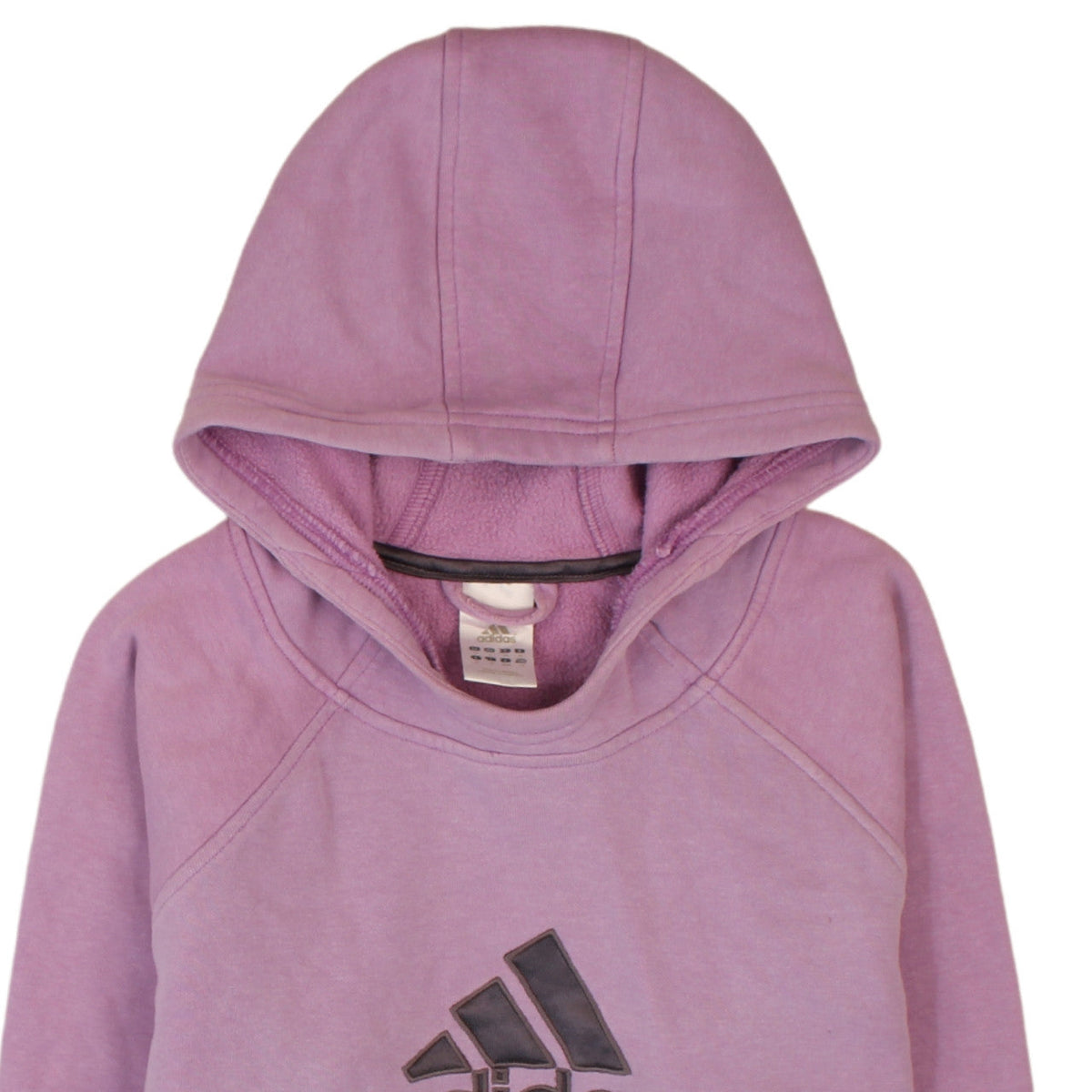 Brand and care label for Adidas Women’s Pink Pullover Hoodie, size UK 12, Hooded Sweatshirt