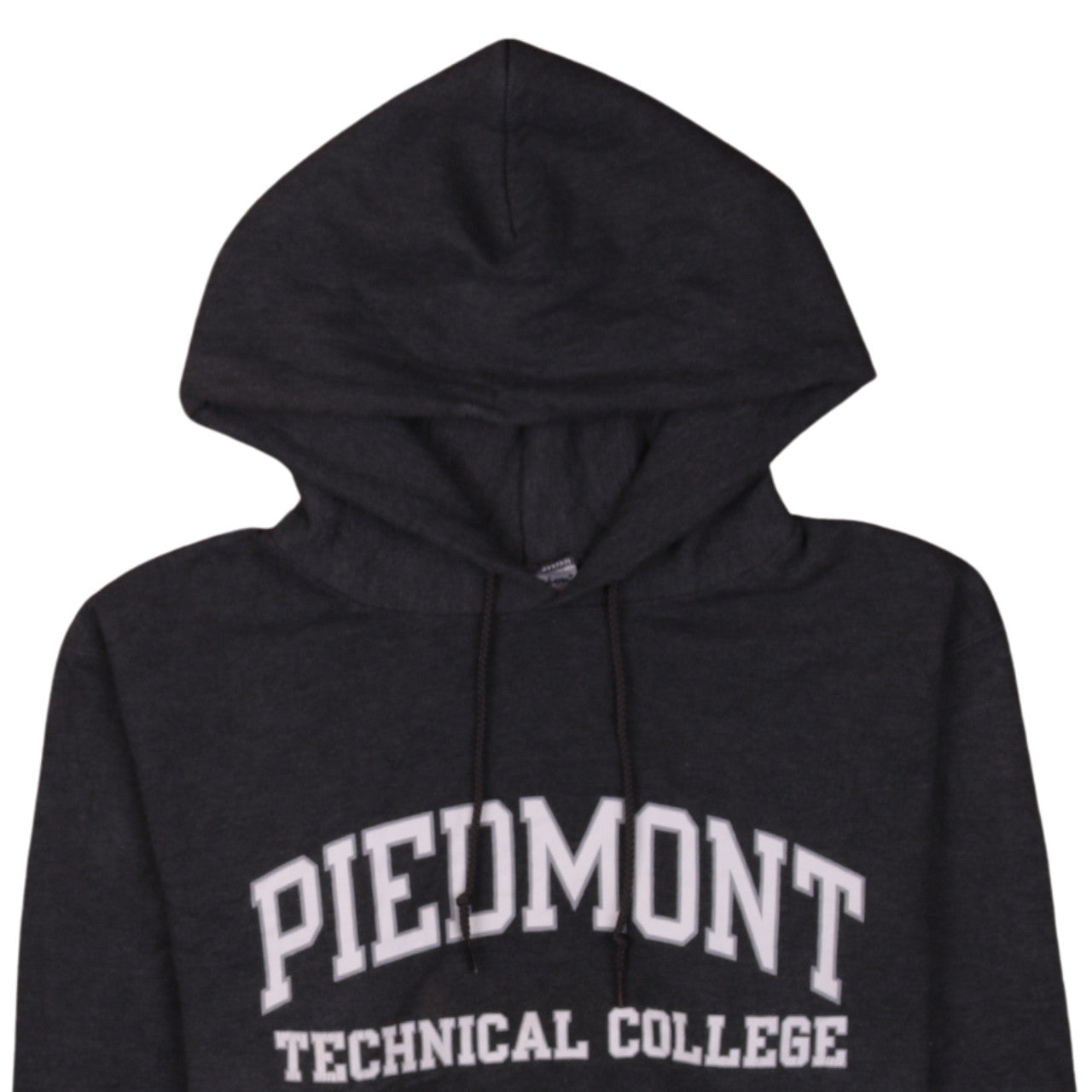 Brand and care label for Champion Men's Black Pullover Hoodie S Piedmont College Graphic