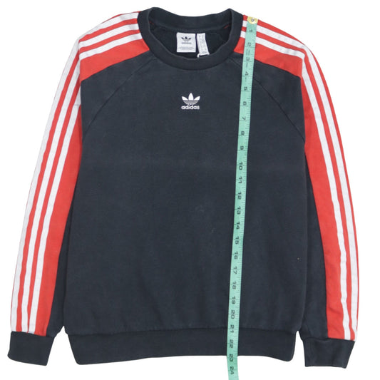 Adidas Women Black Red Crew Neck Pullover Sweatshirt UK 6 XS