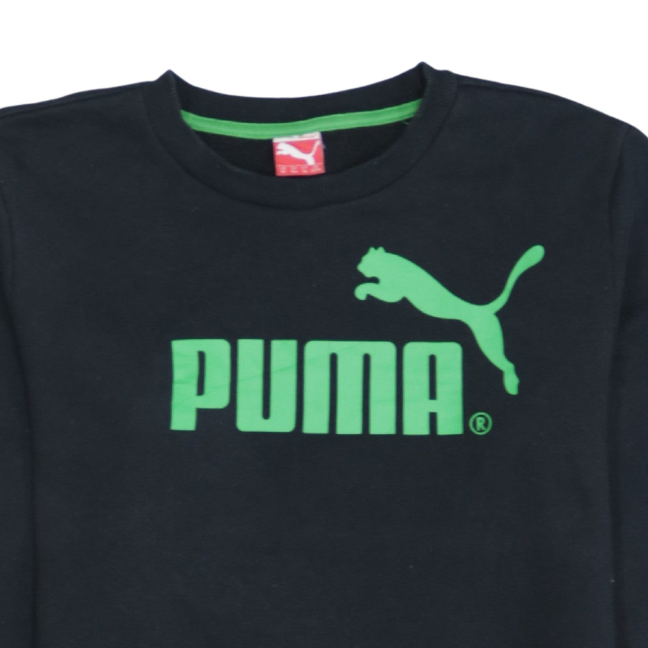 Additional view of Puma boys’ black crew neck graphic logo pullover sweatshirt 14 years
