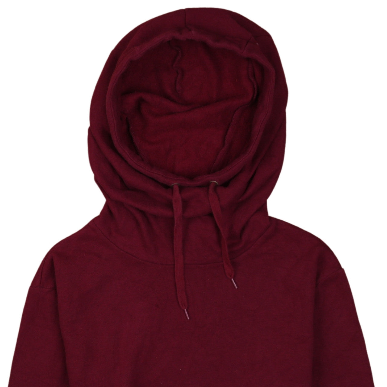 Brand and care label for Asics Men's Red XL Pullover Hoodie High Neck Drawstring