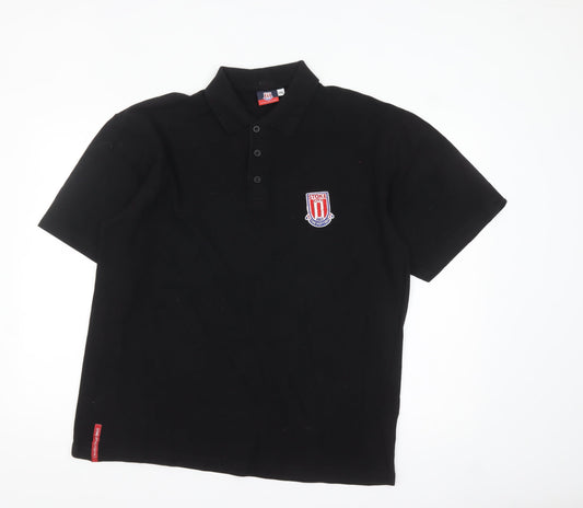 Stoke City Mens Black 2XL Cotton Polo Shirt Football Top