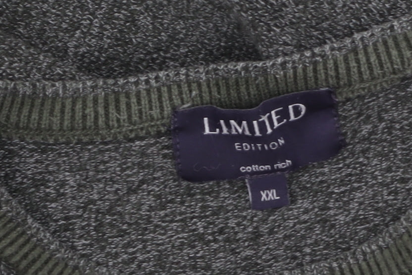 Marks and Spencer Mens Grey 2XL Crew Neck Cotton Pullover Jumper