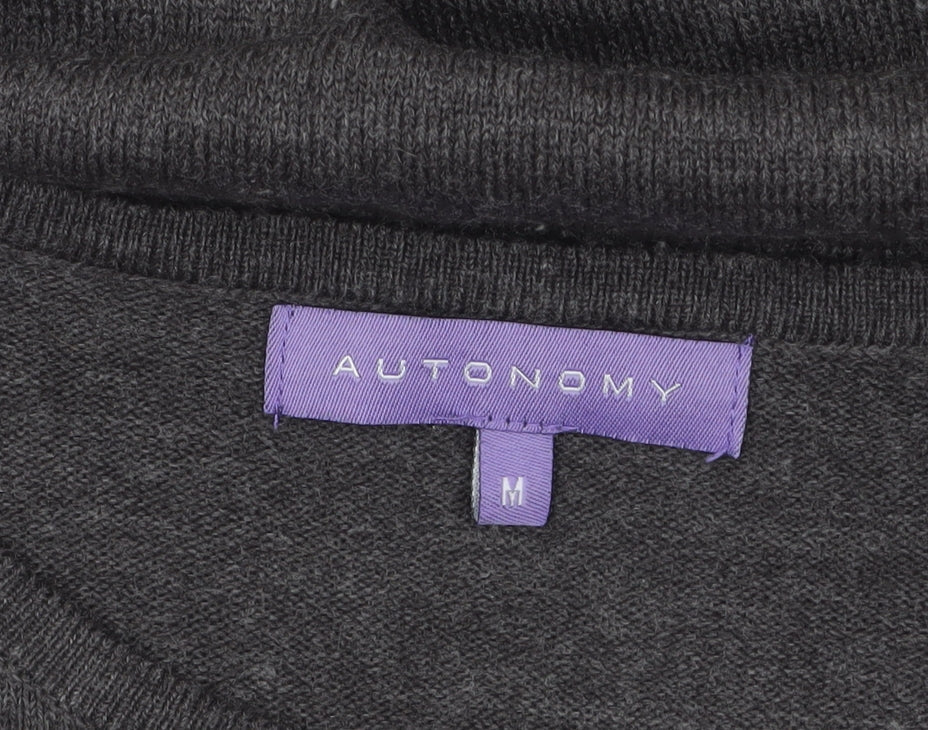 Additional view of Autonomy Women's Grey Purple Geometric Button Cardigan M