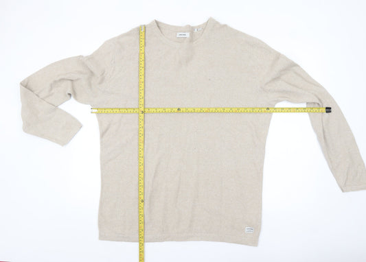 Jack & Jones Men’s Beige 2XL Cotton Knit Long Sleeve Top