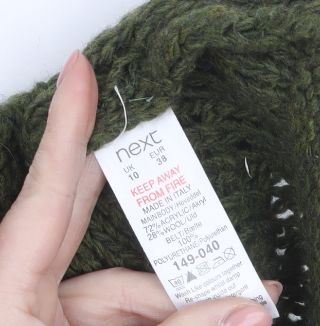 Next Women's Green Knit Cowl Neck Jumper Dress UK 10