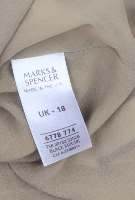 Additional view of Marks & Spencer Women’s Multicoloured Geometric Tie Shoulder V-Neck Chiffon Blouse, size UK 18