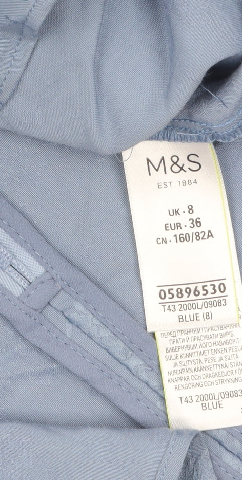 Marks and Spencer Womens Blue Floral Long Sleeve Tunic Blouse UK 8