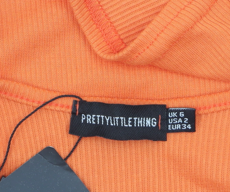 PrettyLittleThing Women Orange Size 6 Bodycon Sleeveless Dress