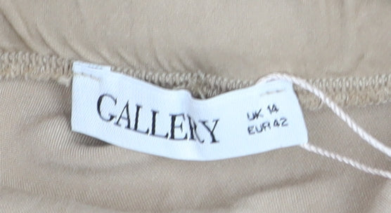 Gallery Women Beige A-Line Midi Skirt Size 14 Viscose